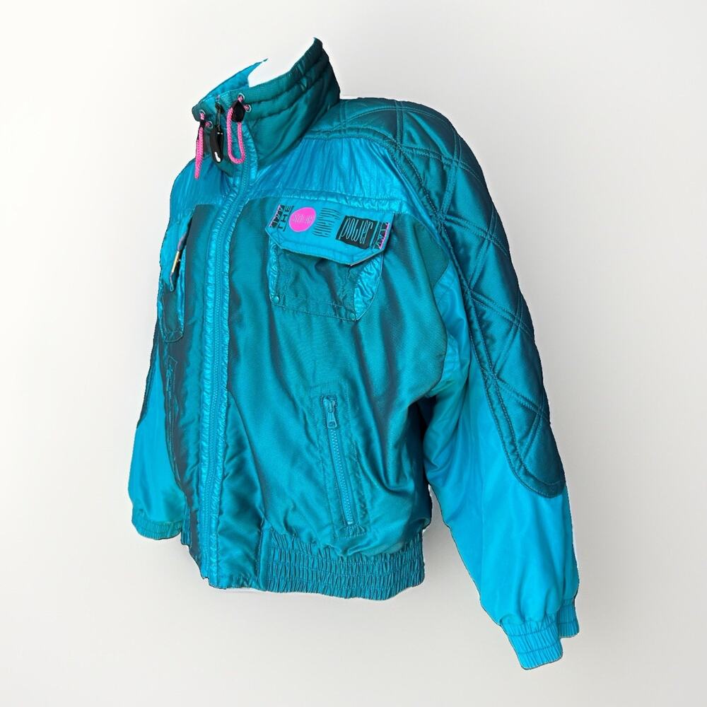 Kaelin Solar Power Ski Jacket Women Sz 10 Metallic Blue Pink Retro Apres Vtg 80s - Picture 4 of 16